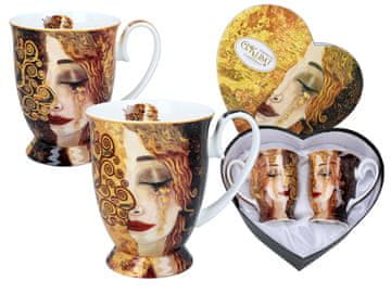 Carmani KOMPLET 2 SKODELIC SRCE G. KLIMT ZLATE SOLZE KERAMIČNE DARILNE 300 ML