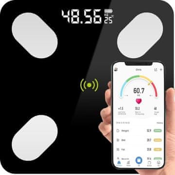 Nobo Kids Elektronska analitska kopalniška tehtnica Slim 180 kg SMART Bluetooth črne barve