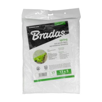 Bradas Spomladanski agrotekstil 17g 1,1x5m bela vrtna netkana prevleka za rastline, zelenjavo in rože, zaščita pred hladnim vetrom AWW1711005