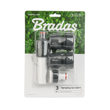 Bradas Sprühset für Gartenschlauch 4-teilig 3/4" Schnellkupplung Sprühdüse Wasserhahnanschluss Bewässerungsset WHITE LINE SOFT WL-S5500-34K