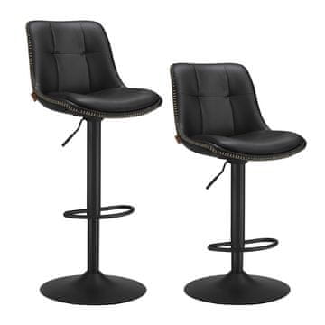Songmics Set barskih stolov, nastavljivi vrtljivi barski stoli, 44x48x90-112 cm, črni