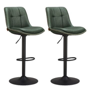 Songmics Set barskih stolov, nastavljivi vrtljivi barski stoli, 44x48x90-112 cm, zelena