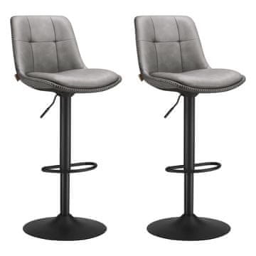 Songmics Set barskih stolov, nastavljiv vrtljiv, 44x48x90-112 cm, siva