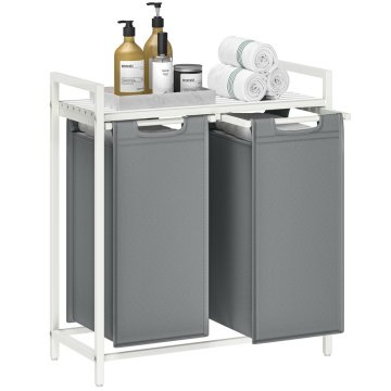 Songmics Košara za perilo 2 snemljivi vreči 73x33x72 cm bela