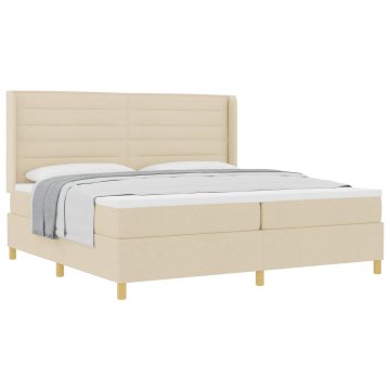 Vidaxl Postelja z vzmetnico z vzmetnico krema 200 x 200 cm blago