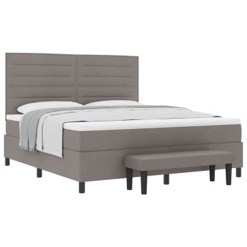 Vidaxl Postelja z vzmetnico z vzglavjem Taupe 180 x 200 cm blago