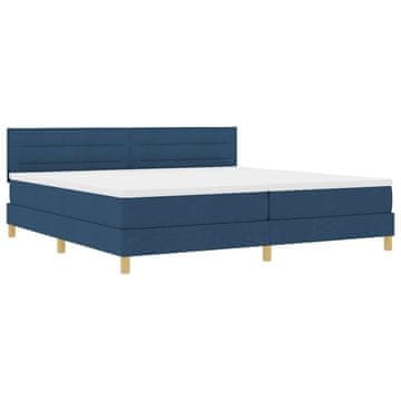 Vidaxl LED Box Spring Postelja z LED trakami Modra 200 x 200 cm blago