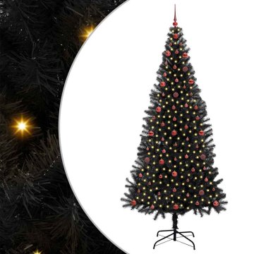 Vidaxl Božično drevo med 300 LED z stojalom Črna 240 cm PVC