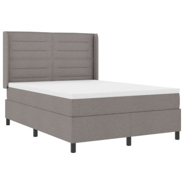 Vidaxl LED Box Spring Postelja z vzmetnico Taupe 160 x 200 cm blago