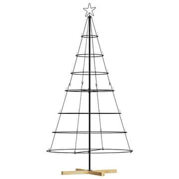 Vidaxl božično stožčasto drevo z stojalom Črna 180,5 cm Jeklo
