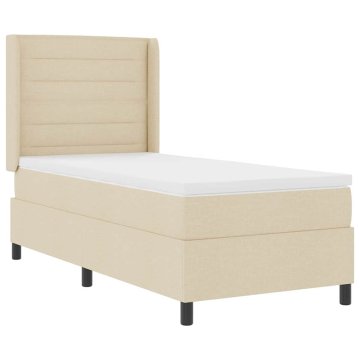 Vidaxl LED Box Spring Postelja z vzmetnico krema 80 x 200 cm blago