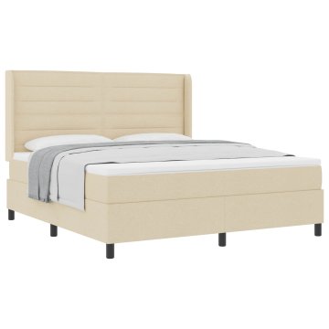 Vidaxl Postelja z vzmetnico z vzmetnico krema 200 x 180 cm blago