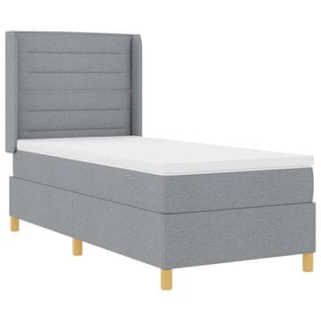 Vidaxl Postelja z vzmetnico z vzglavjem Svetlo siva 90 x 200 cm blago