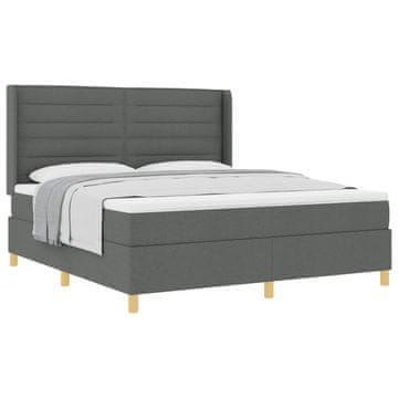 Vidaxl Postelja z vzmetnico z vzmetnico Temno siva 180 x 200 cm blago