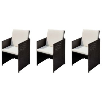 Vidaxl Vrtni stoli 3 szt. Rjava 56 x 52 x 87 cm Poly ratan
