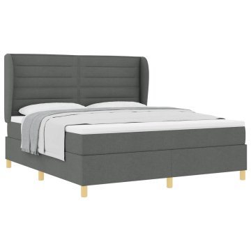 Vidaxl Postelja z vzmetnico z vzmetnico Temno siva 200 x 180 cm blago