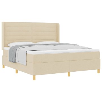 Vidaxl Postelja z vzmetnico z vzmetnico krema 180 x 200 cm blago