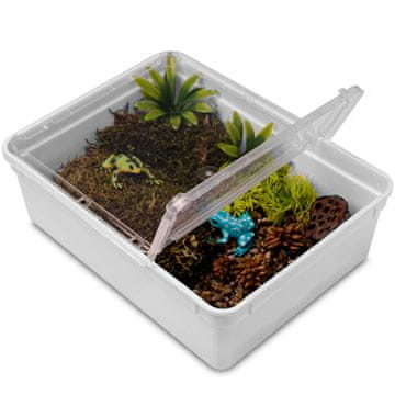 Terrario TERARIJSKI FAVNARIJ PLASTIČNA POSODA ZA PLAZILCE IN DVŽIVŠČINE BEL 25X19X7,5 CM