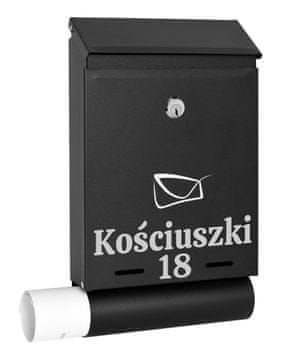 Gockowiak ČRNI POŠTNI NABIRALNIK Z NAPISI ZA HIŠO, VRTNI BLOK