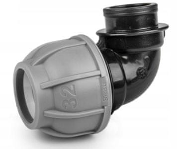 Bradas KOLENO ZA PE CEV 32 MM 90° Z 1-CALČNIM ŽENSKIM NAVOJEM IN VIJAČNIM SPOJEM