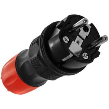 RAVNI ODSTRANLJIVI VTIČ IP54 2P+Z 16A 250V UNI-SCHUKO ČRNO-RDEČ