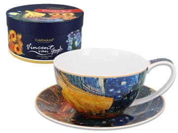 Carmani SKODELICA IN KROŽNIK VAN GOGH KAVARNA TERASA PONOČI PORCELAN DARILO