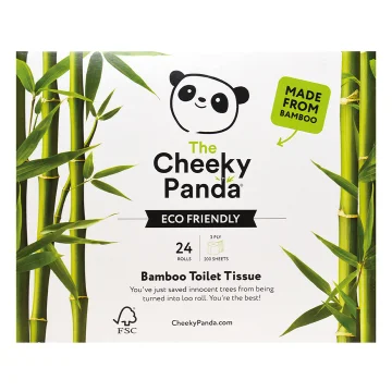 Cheeky Panda, 3-slojni toaletni papir, 24 rolic, 4800 listov