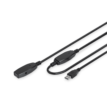Digitus | USB podaljšek | Ženski | 9-pinski USB tip A | Moški | Črn | 9-pinski USB tip A | 10 m