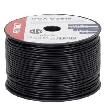 AMIO Enožilni črni kabel CCA 1x1mm2 100m 5A 12/230V -04454