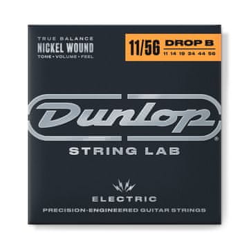Dunlop strune za električne kitare srednje težke, ekstra težke, navite z nikljem, 11-56 Drop B (DEN1156DB)