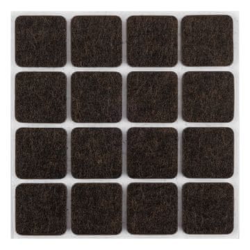 Samolepilne filcane blazinice, temno rjave barve 25x25 mm, 16 kosov.