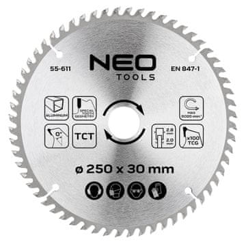 Žagin list Widia, 250 x 30 mm, 100 zob, za aluminij