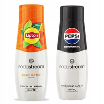 SodaStream 2x Lipton ledeni čaj breskva sirup + Pepsi MAX brez sladkorja