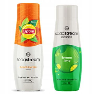 SodaStream 2x Lipton Ice Tea Breskev sirup + limona-limeta Saturator