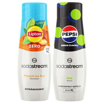 SodaStream 2x ledeni čaj Lipton z okusom breskve in sladkorja brez sladkorja + Pepsi Max z okusom limete