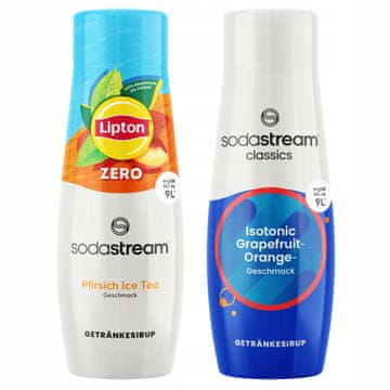 SodaStream 2x ledeni čaj Lipton z okusom breskve in sirupa brez sladkorja + izotonični napitek