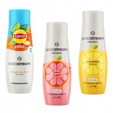SodaStream Ledeni čaj breskev Zero + grenivka + limonada, 3 kosi