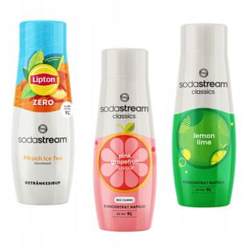 SodaStream 3-pakiranje koncentratov: ledeni čaj breskev Zero, grenivka, limona-limeta