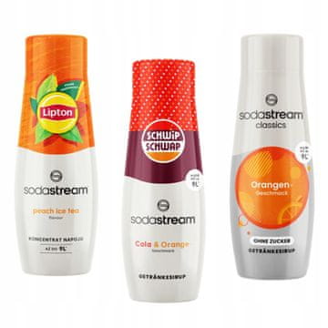 SodaStream 3 koncentrati Lipton Ice Tea Peach + Schwip Schwap + Orange Zero