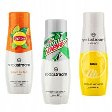 SodaStream Komplet 3 koncentratov ledenega čaja Lipton z okusom breskve, Mountain Dew in tonika