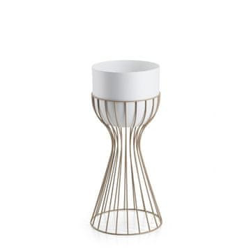 Home Stoječe stojalo za rože z belim pokrovom 46 cm taupe
