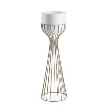 Home Stoječe stojalo za rože z belim pokrovom 68 cm taupe