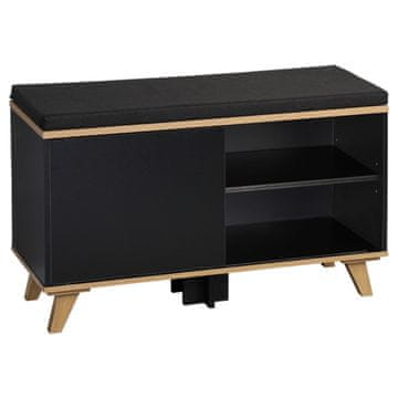 Kesper Črna omarica za čevlje Nordica Living s sedežem 77x30h48 cm