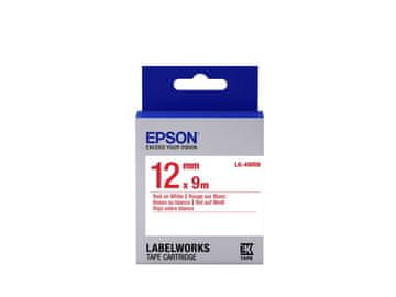 Epson LK-4WRN (C53S654011) Standardna kartuša z nalepkami, rdeča na beli podlagi 12 mm (9 m)