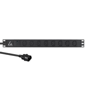 19'' podaljšek z 8 vtičnicami C13, 2 m kabel 3G1,5 mm2, vtič C14, prenapetostna zaščita, LVR-2MC14-SPD-C13X8