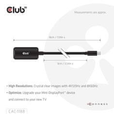 Club 3D CAC-1188 Kabelski adapter 0,09 m Mini DisplayPort HDMI Črna