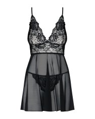 0.00023 Idillia babydoll s tangicami črne barve L/XL Obsessive