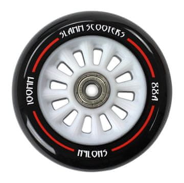 Slamm 100mm najlonsko jedro kolesa za skuter | belo črno