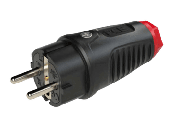 PCE Ravni gumijasti vtič 16A 2P+Z 230V UNI-SCHUKO IP54 črno-rdeč TAURUS2 0521-SR