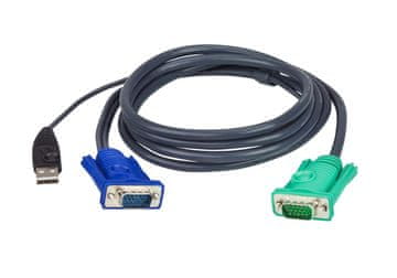 Aten USB PC KVM kabel za HD stikalo, 1,8 m, VGA, črne barve, moški-moški, 2L-5202U